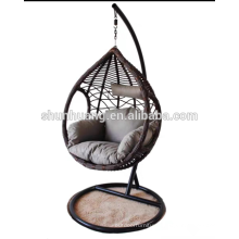 All hand made outdoor garden wicker single swing chair in egg shape